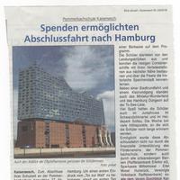 Zeitungsartikel Abschlussfahrt Hamburg